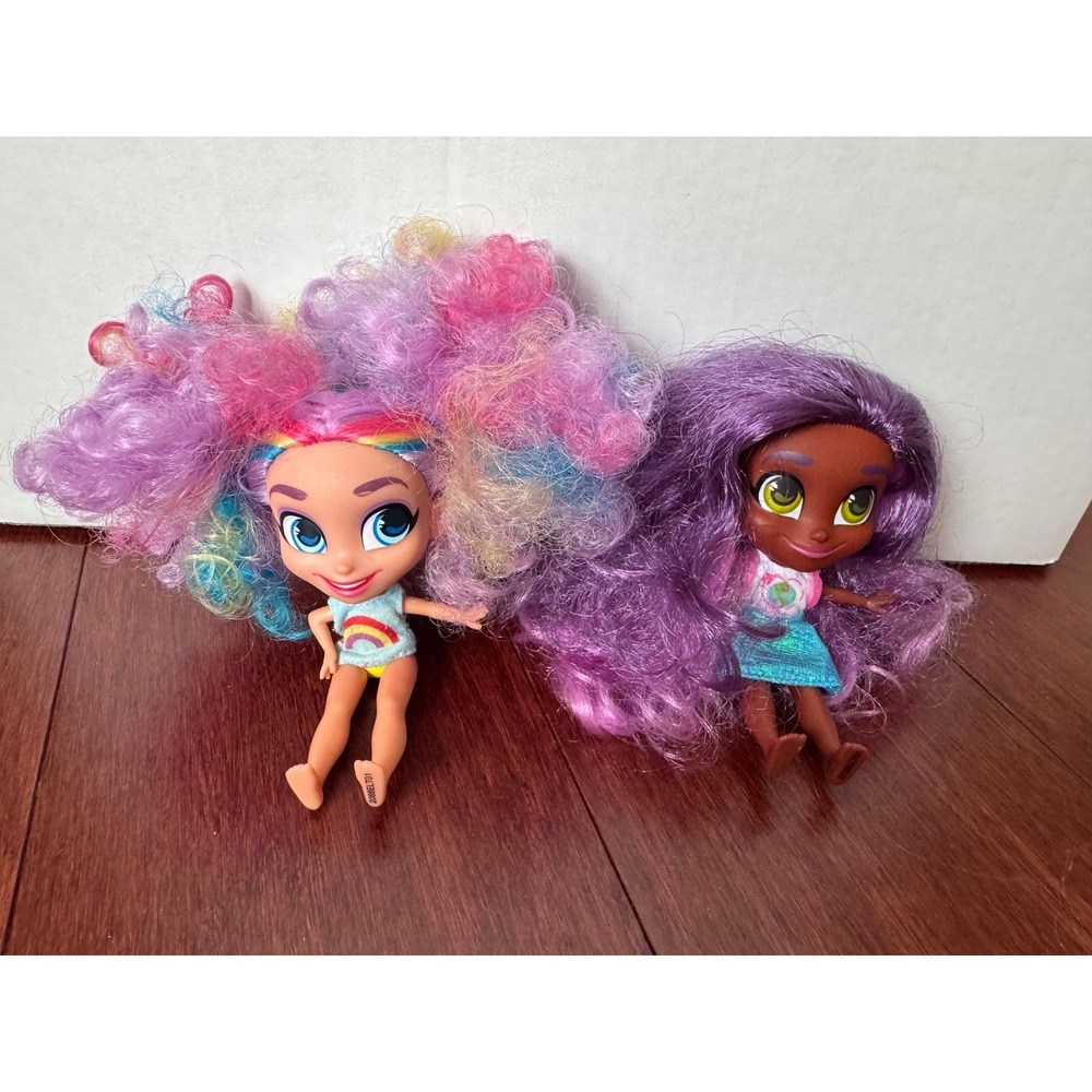 Hairdorables Doll Lot of 2 Rainbow Purple Hair Collectible Mini‎ Figures 5 inch